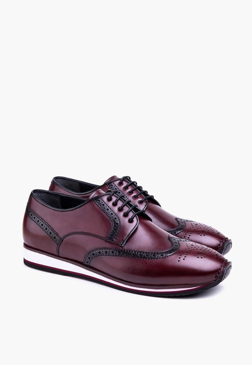 Milan Derby Sneaker Burgundy Leather Brogue Detailing MEN SHOES by Sepol Shoes – Don't Panic Shoes