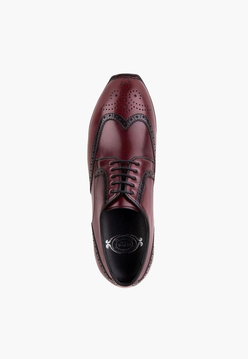 Milan Derby Sneaker Burgundy Leather Brogue Detailing MEN SHOES by Sepol Shoes – Don't Panic Shoes
