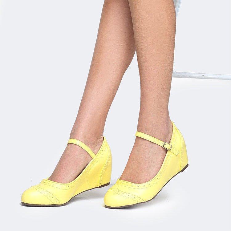 Minnie | Yellow Wedges by J.Adams – Don't Panic Shoes