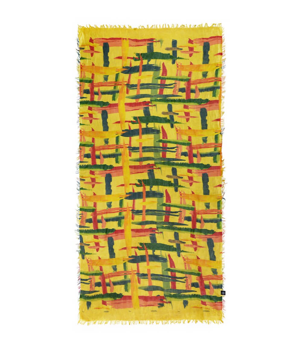 Miró 71 Art Inspired Print Bamboo Fiber Mustard Yellow Bamboo Scarves by Mar Soreli – Don't Panic Shoes
