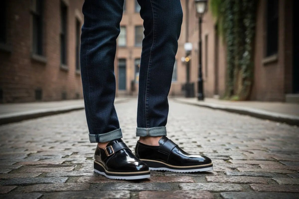 Monkstrap Slip On Classic Leather Patent Ks515 - 38p Shoes by Carrucci Shoes – Don't Panic Shoes