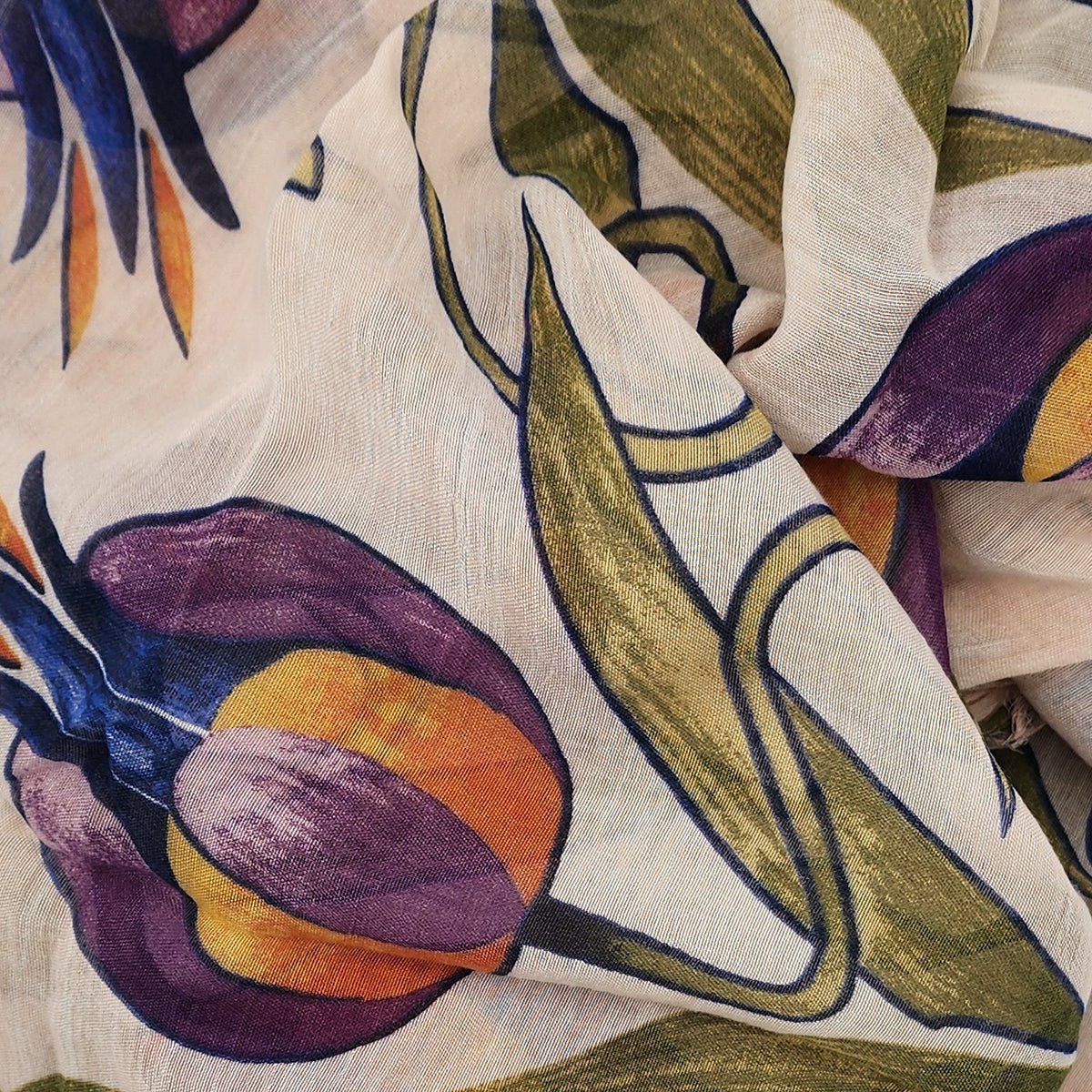 Mucha 50 Bamboo Fiber Off White Fabric Art Inspired Bamboo Scarves by Mar Soreli – Don't Panic Shoes