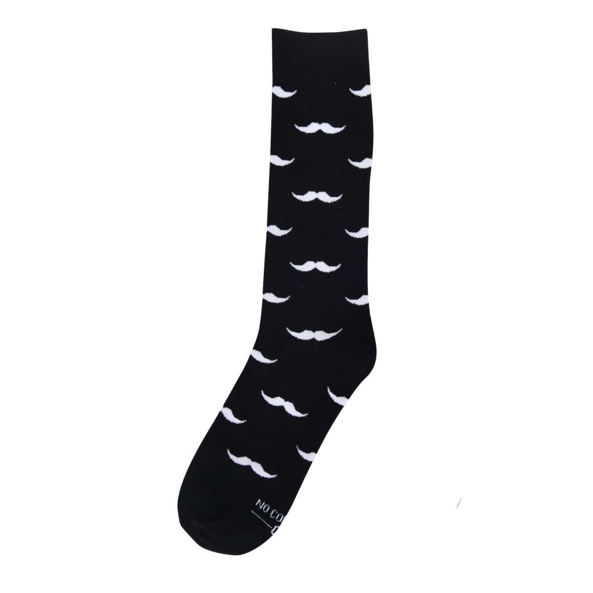 Mustache Crew Socks Grey With Black Mustache Fun Groomsmen Movember Office Dress Casual Socks Socks by No Cold Feet – Don't Panic Shoes