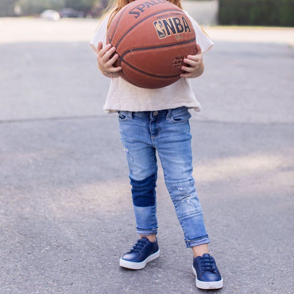 Navy Classic Lace Up Sneaker Kids - Classic Sneaker by Freshly Picked – Don't Panic Shoes