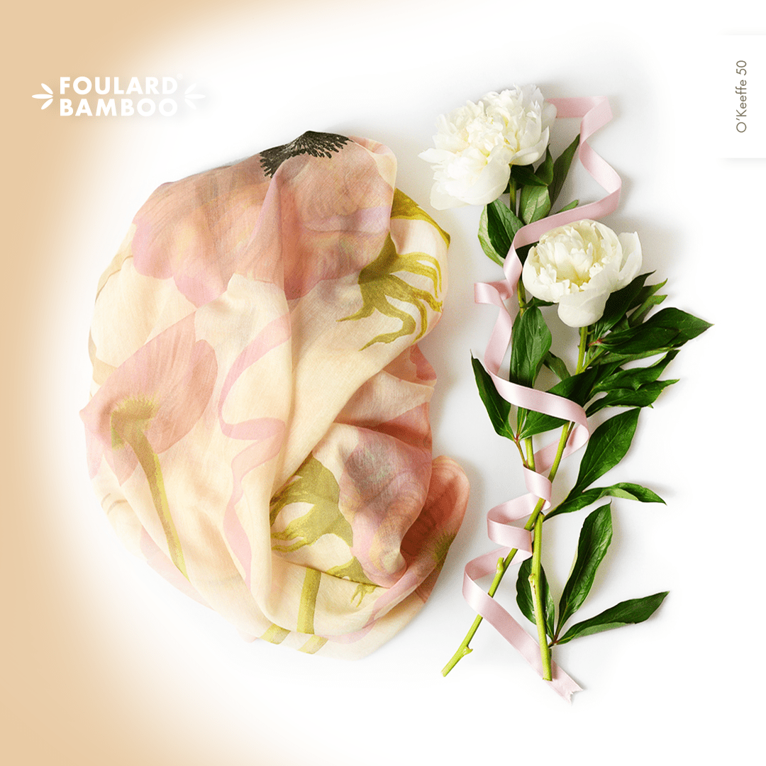 O’Keeffe Off White Bamboo Fiber Art Print Florence 50 Bamboo Scarves by Mar Soreli – Don't Panic Shoes