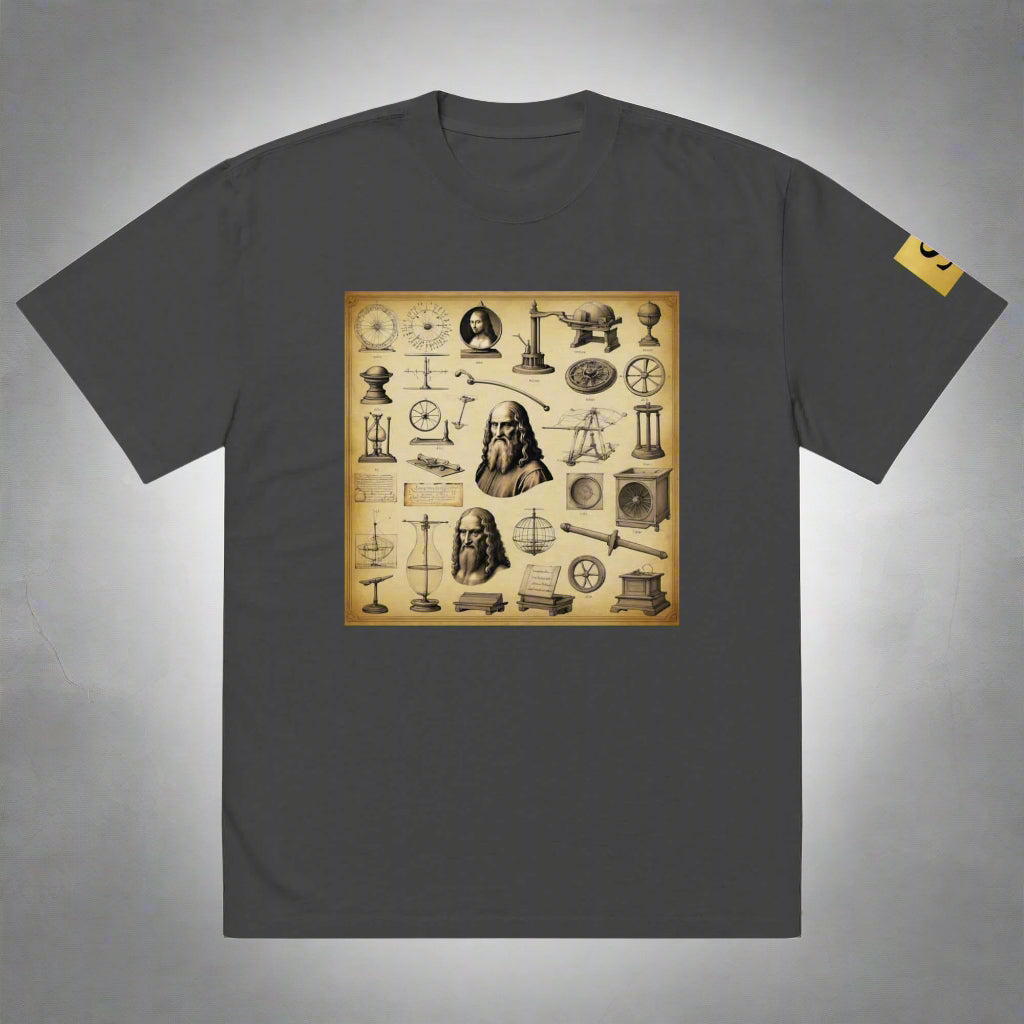 "DAVINCI" unisex Oversized graphic print faded t-shirt