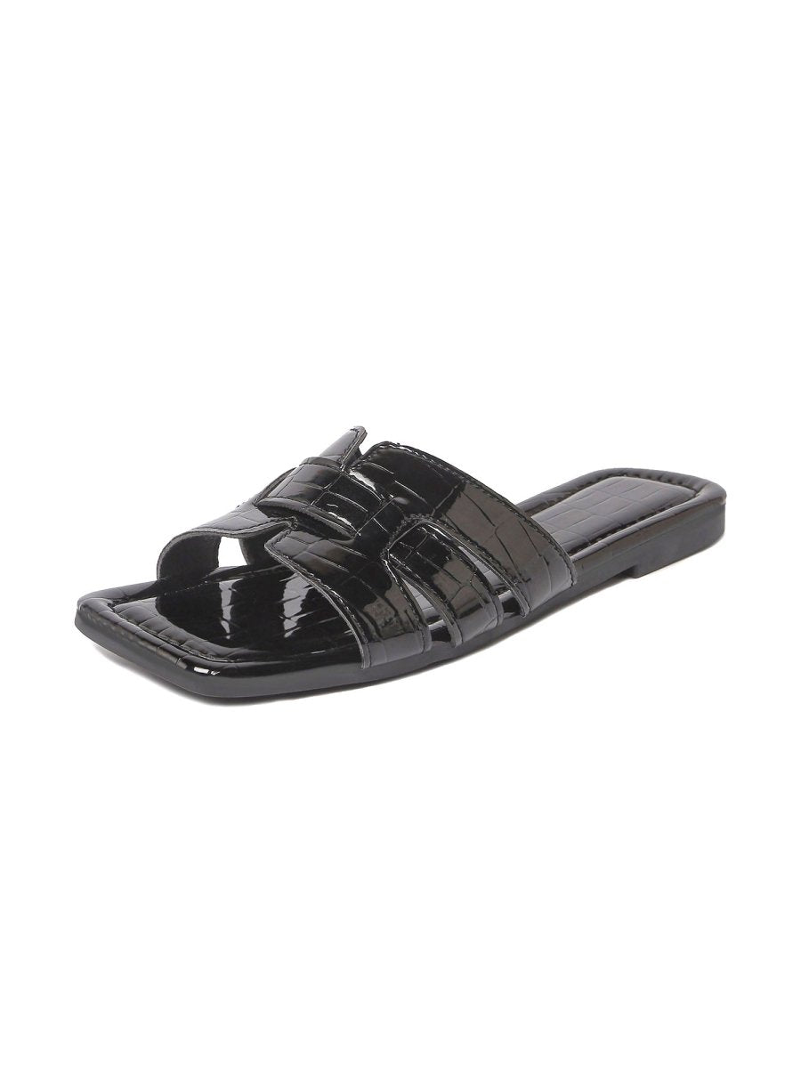 Paloma | Black Croc Sandals by J.Adams – Don't Panic Shoes