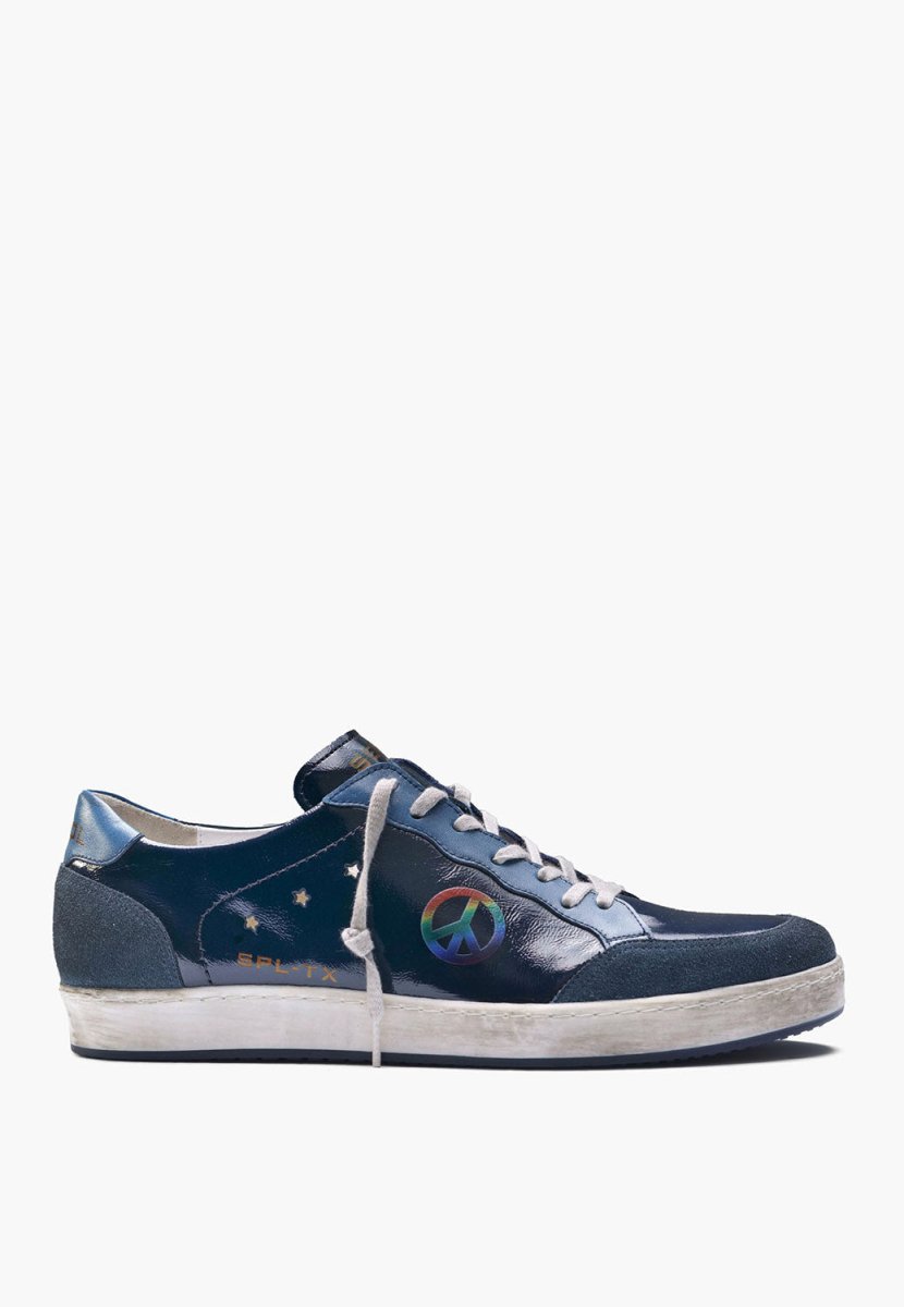 Patent Leather And Suede Navy Distressed Pace Sneaker MEN SHOES by Sepol Shoes – Don't Panic Shoes