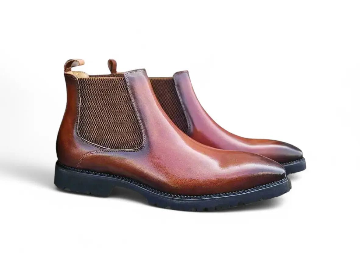 Patina Chelsea Boot Lug Sole Calf Leather All Day Comfort Kb480 - 102 Boots by Carrucci Shoes – Don't Panic Shoes