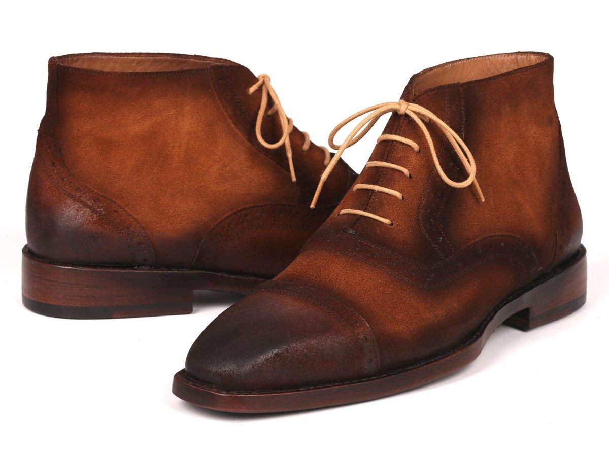 Paul Parkman Antique Suede Brown Cap Toe Ankle Boots (Id644brw17) by Paul Parkman – Don't Panic Shoes