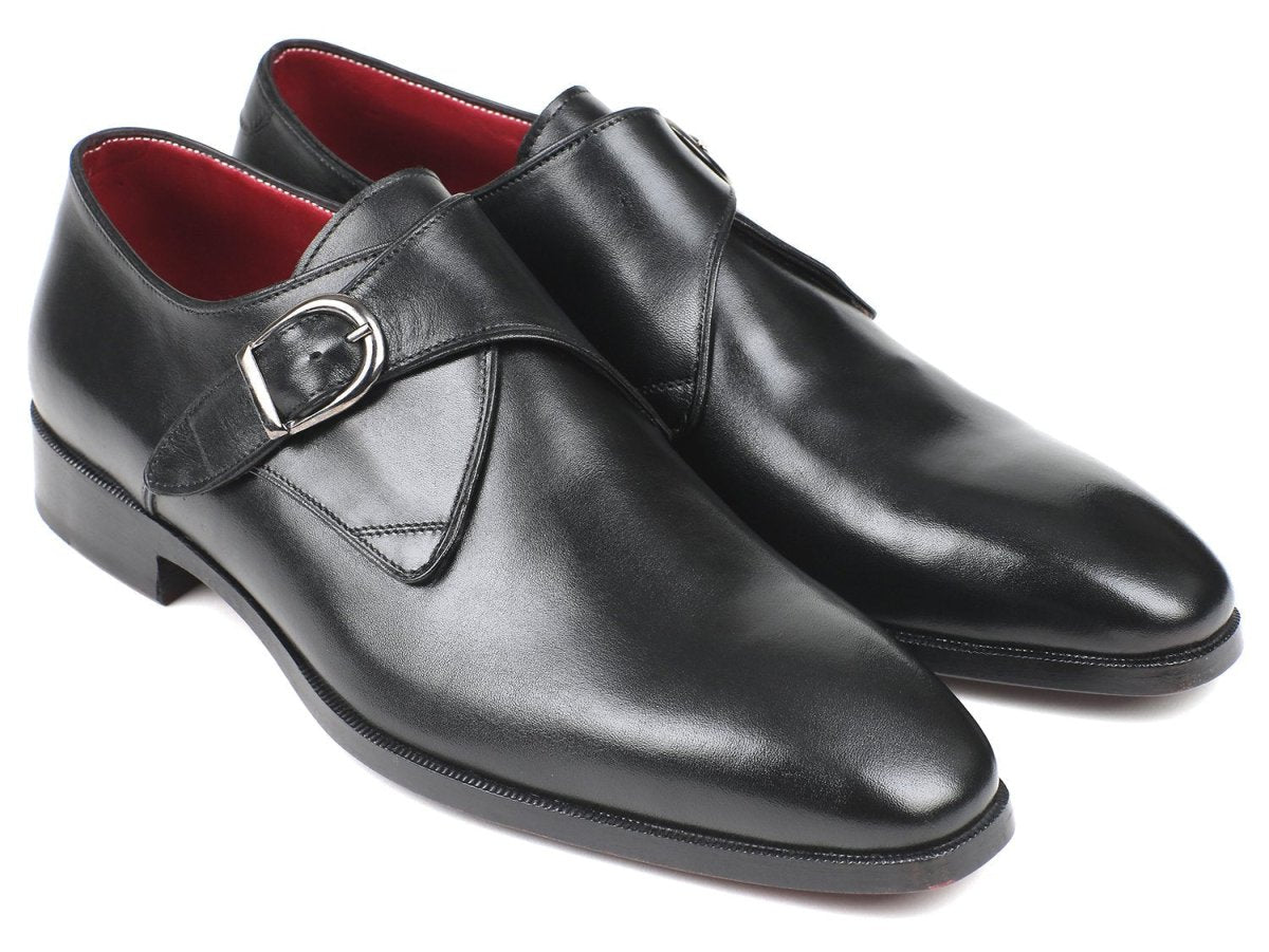 Paul Parkman Black Leather Single Monkstraps (Id011blk54) by Paul Parkman – Don't Panic Shoes