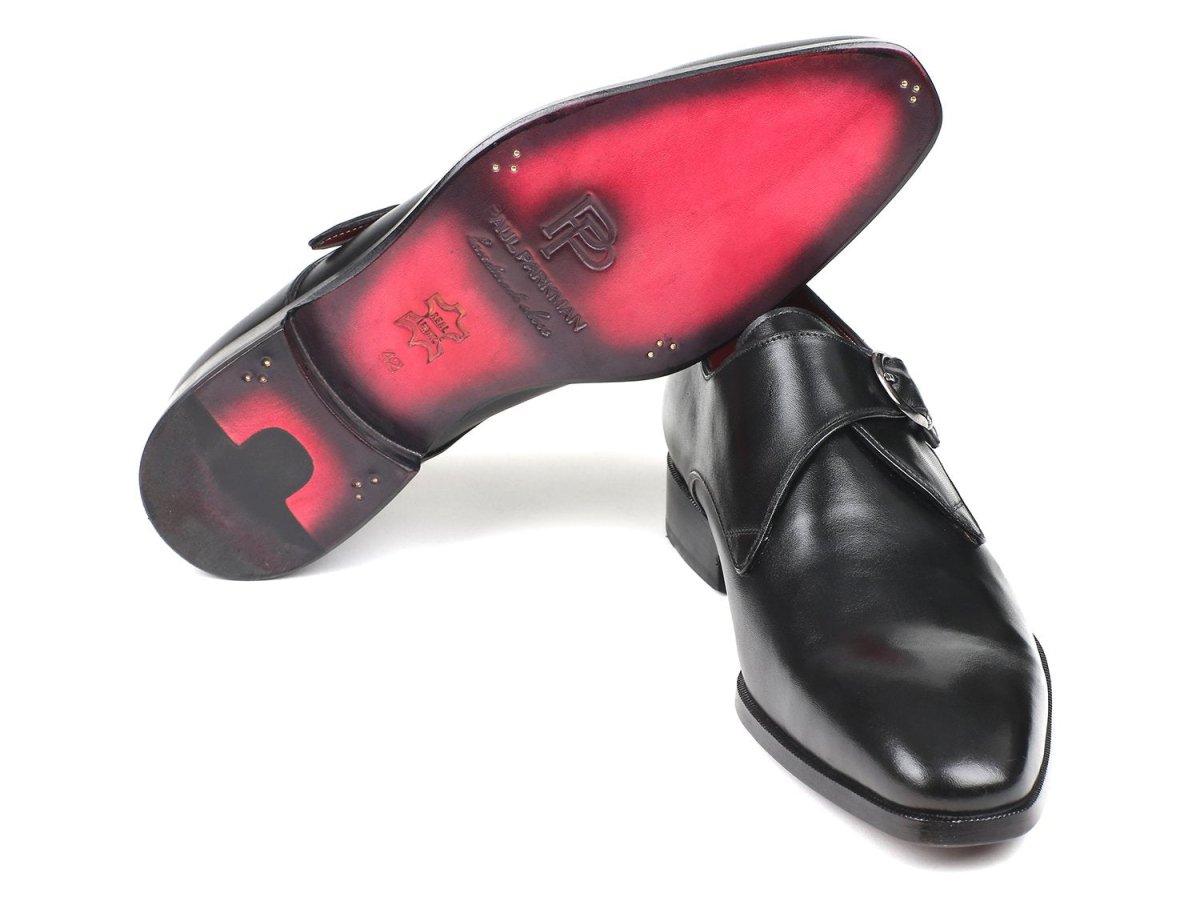 Paul Parkman Black Leather Single Monkstraps (Id011blk54) by Paul Parkman – Don't Panic Shoes