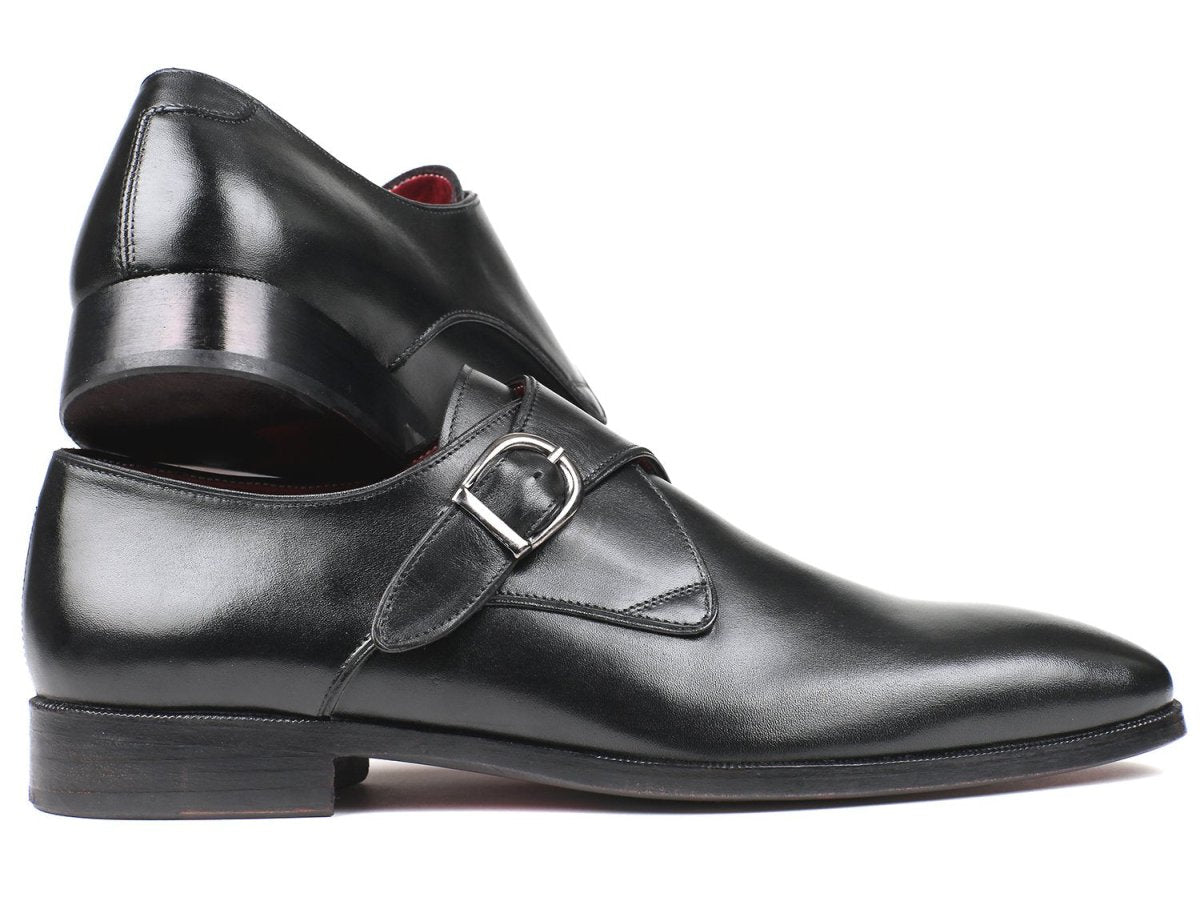 Paul Parkman Black Leather Single Monkstraps (Id011blk54) by Paul Parkman – Don't Panic Shoes