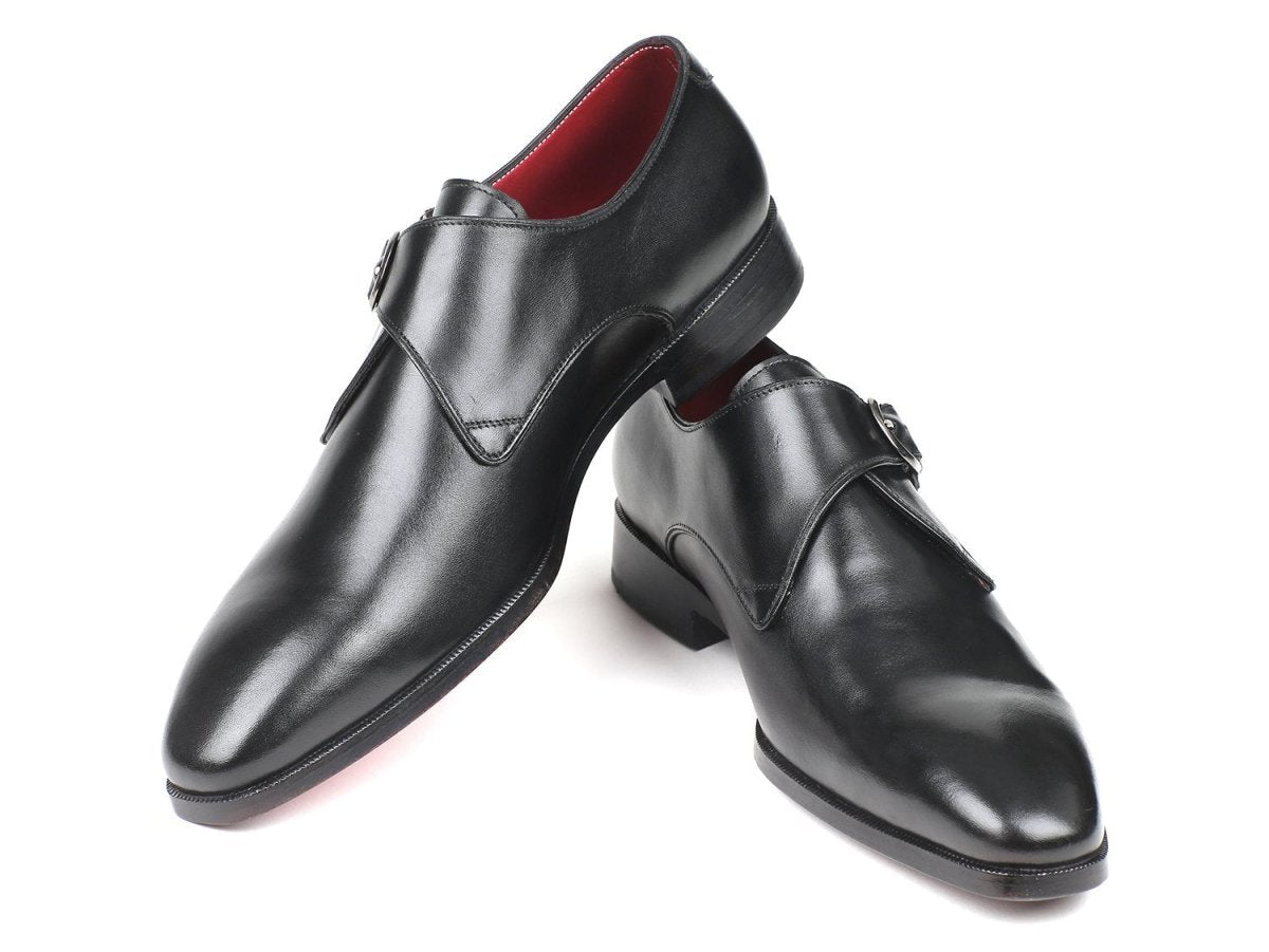 Paul Parkman Black Leather Single Monkstraps (Id011blk54) by Paul Parkman – Don't Panic Shoes