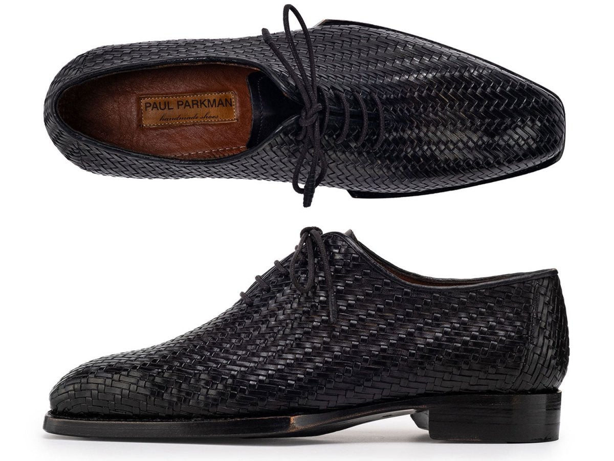 Paul Parkman Black Woven Leather Hand - Welted OxFord Shoes for Men (Id144wn72) by Paul Parkman – Don't Panic Shoes