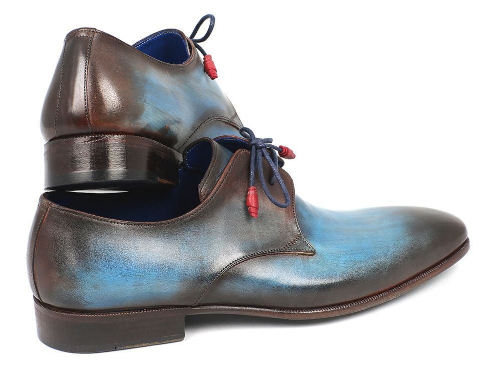 Paul Parkman Blue And Brown Hand Painted Derby Shoes (Id326 - Blubrw) by Paul Parkman – Don't Panic Shoes