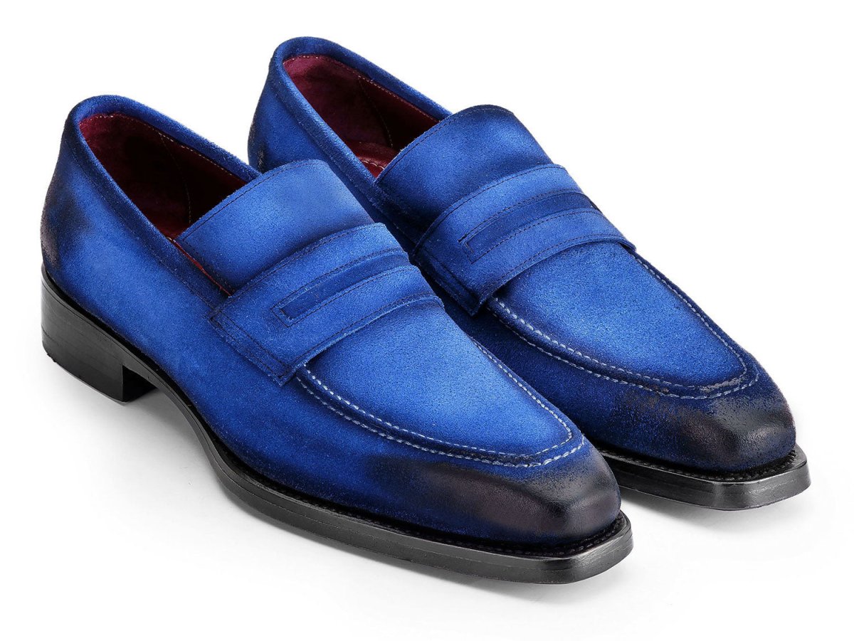 Paul Parkman Blue Antique Suede Goodyear Welted Loafers (Id36bq94) by Paul Parkman – Don't Panic Shoes