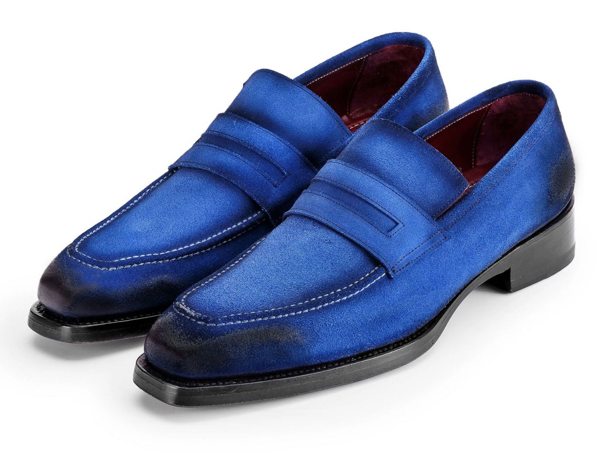 Paul Parkman Blue Antique Suede Goodyear Welted Loafers (Id36bq94) by Paul Parkman – Don't Panic Shoes