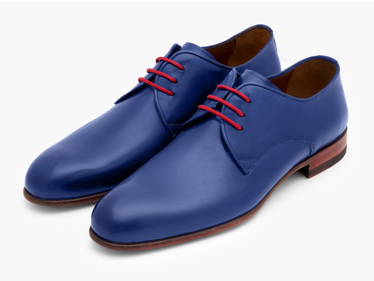 Paul Parkman Blue Hand Painted Derby Shoes (Id633blu13) by Paul Parkman – Don't Panic Shoes