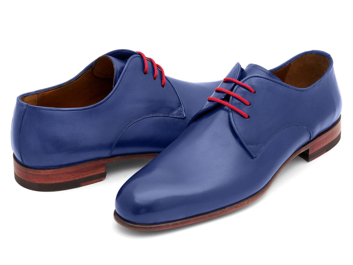 Paul Parkman Blue Hand Painted Derby Shoes (Id633blu13) by Paul Parkman – Don't Panic Shoes