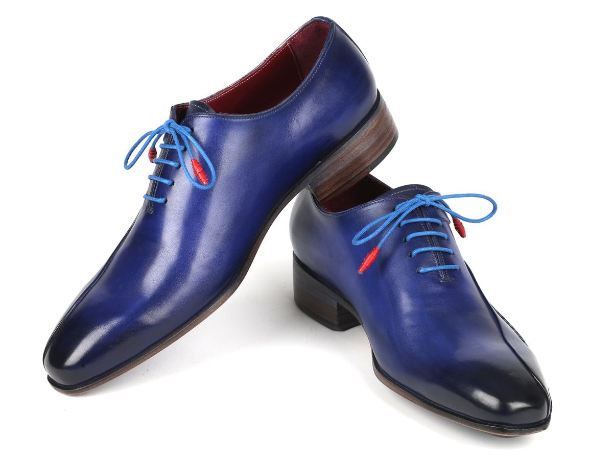 Paul Parkman Blue Leather Oxford Shoes Side Hand - Sewn (Id018 - Blu) by Paul Parkman – Don't Panic Shoes
