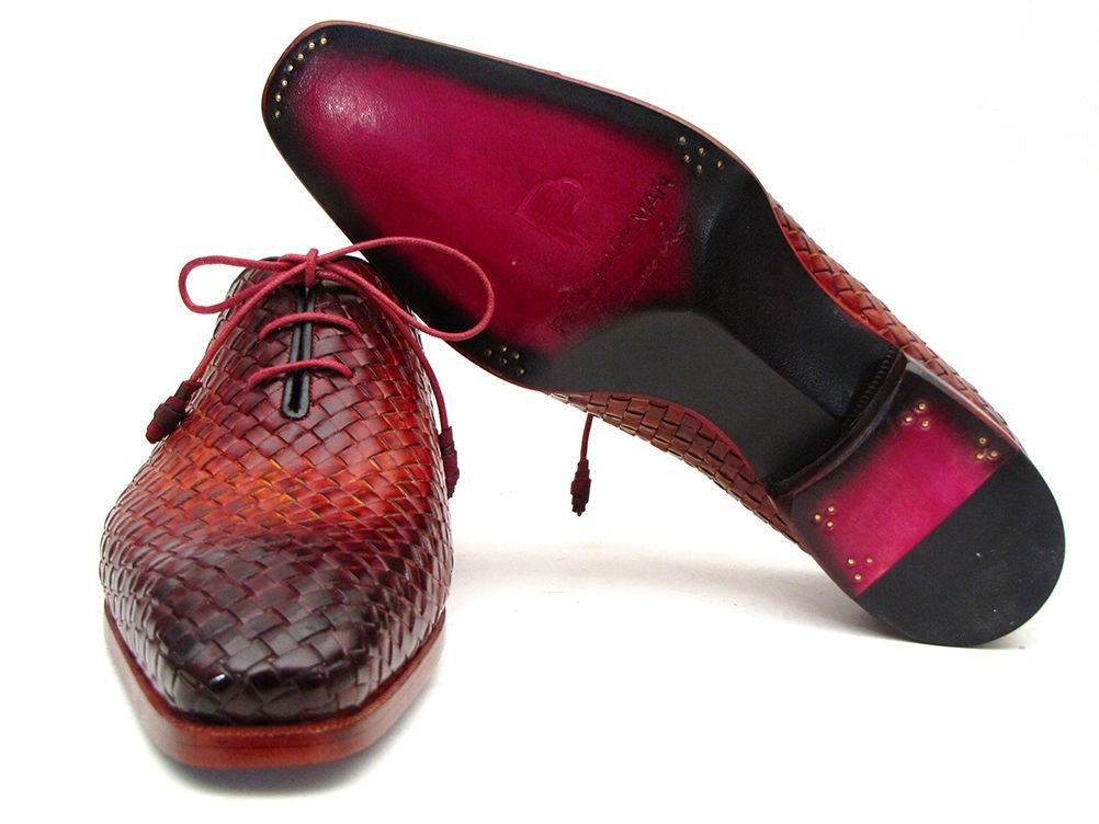 Paul Parkman Bordeaux And Tobacco Woven Leather Oxfords (Id54hk42) by Paul Parkman – Don't Panic Shoes