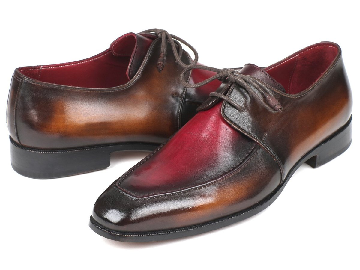 Paul Parkman Brown And Bordeaux Dual Tone Apron Derby Shoes (Id33bb12) by Paul Parkman – Don't Panic Shoes