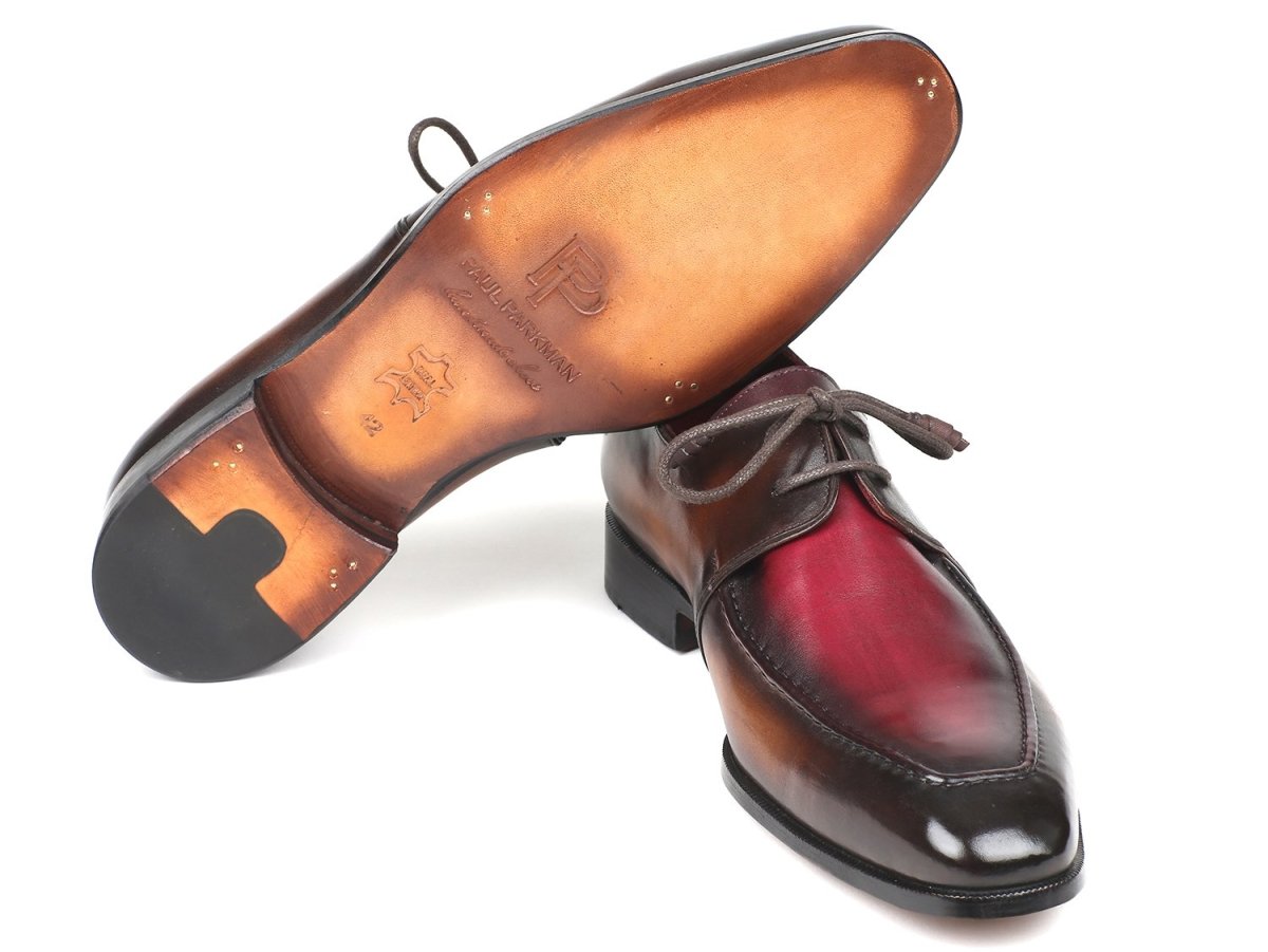 Paul Parkman Brown And Bordeaux Dual Tone Apron Derby Shoes (Id33bb12) by Paul Parkman – Don't Panic Shoes