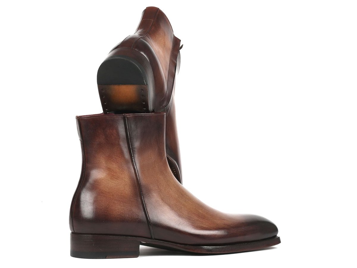 Paul Parkman Brown Burnished Side Zipper Boots Goodyear Welted (IdBt3955 - Brw) by Paul Parkman – Don't Panic Shoes