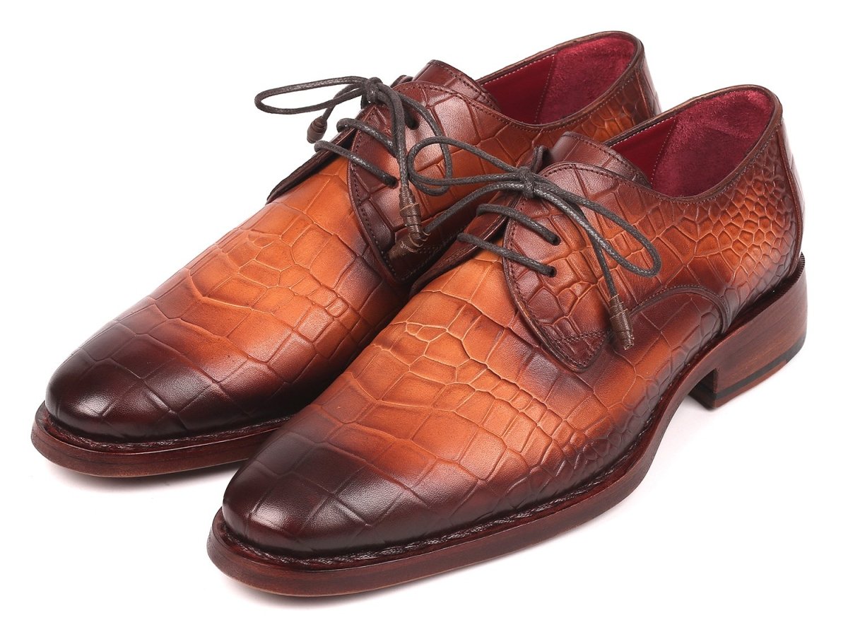 Paul Parkman Brown Crocodile Embossed Calfskin Goodyear Welted Derby Shoes (Id5286brw) by Paul Parkman – Don't Panic Shoes