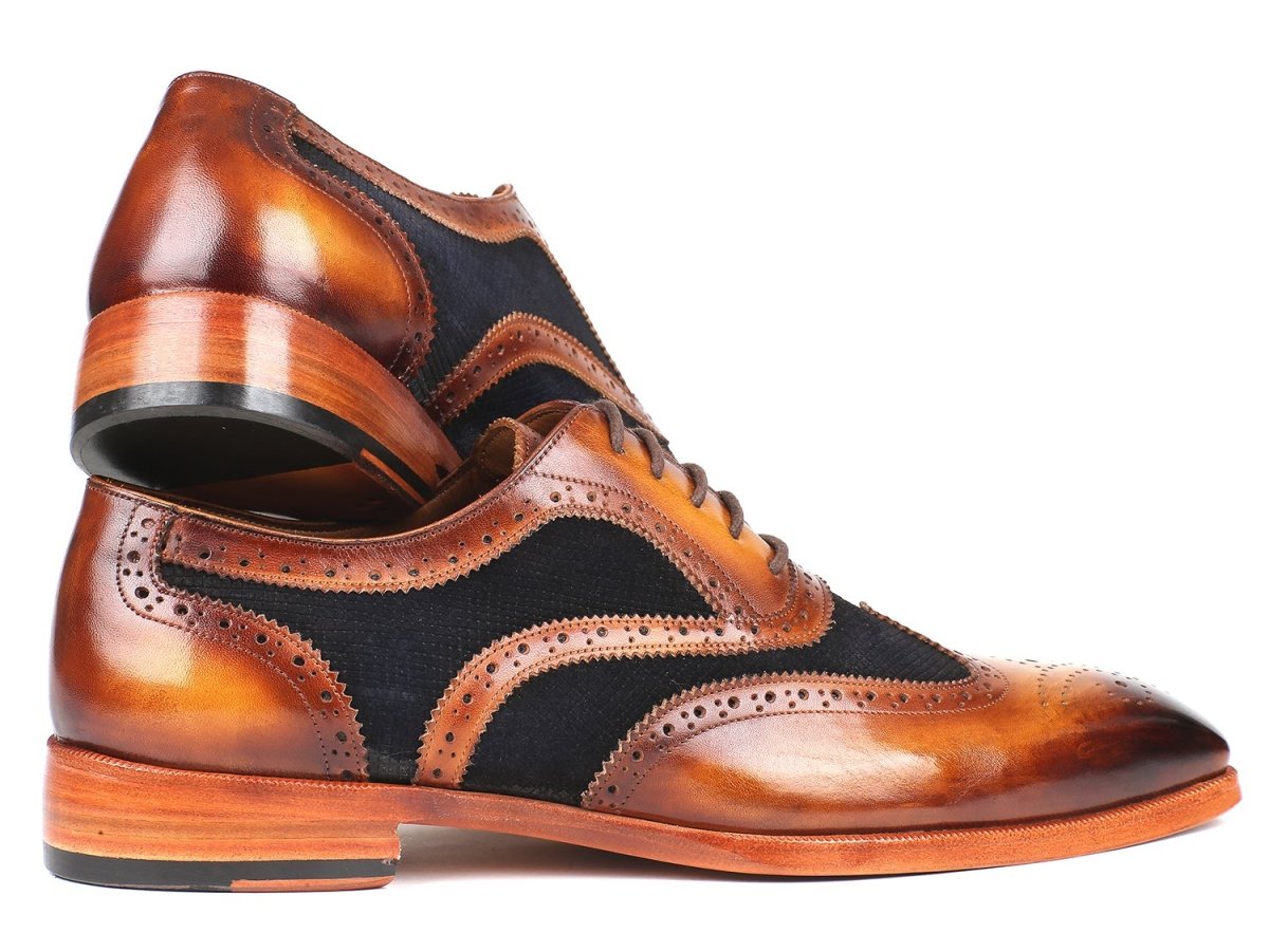 Paul Parkman Brown Leather And Navy Suede Wingtip Oxfords (Id228nv65) by Paul Parkman – Don't Panic Shoes