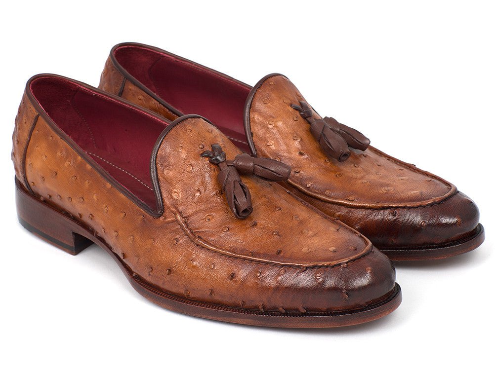 Paul Parkman Camel Brown Genuine Ostrich Tassel Loafers (IdOst834cml) Shoes by Paul Parkman – Don't Panic Shoes