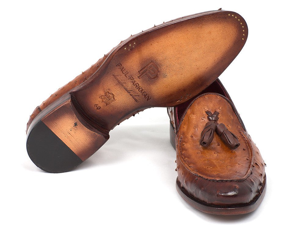 Paul Parkman Camel Brown Genuine Ostrich Tassel Loafers (IdOst834cml) Shoes by Paul Parkman – Don't Panic Shoes