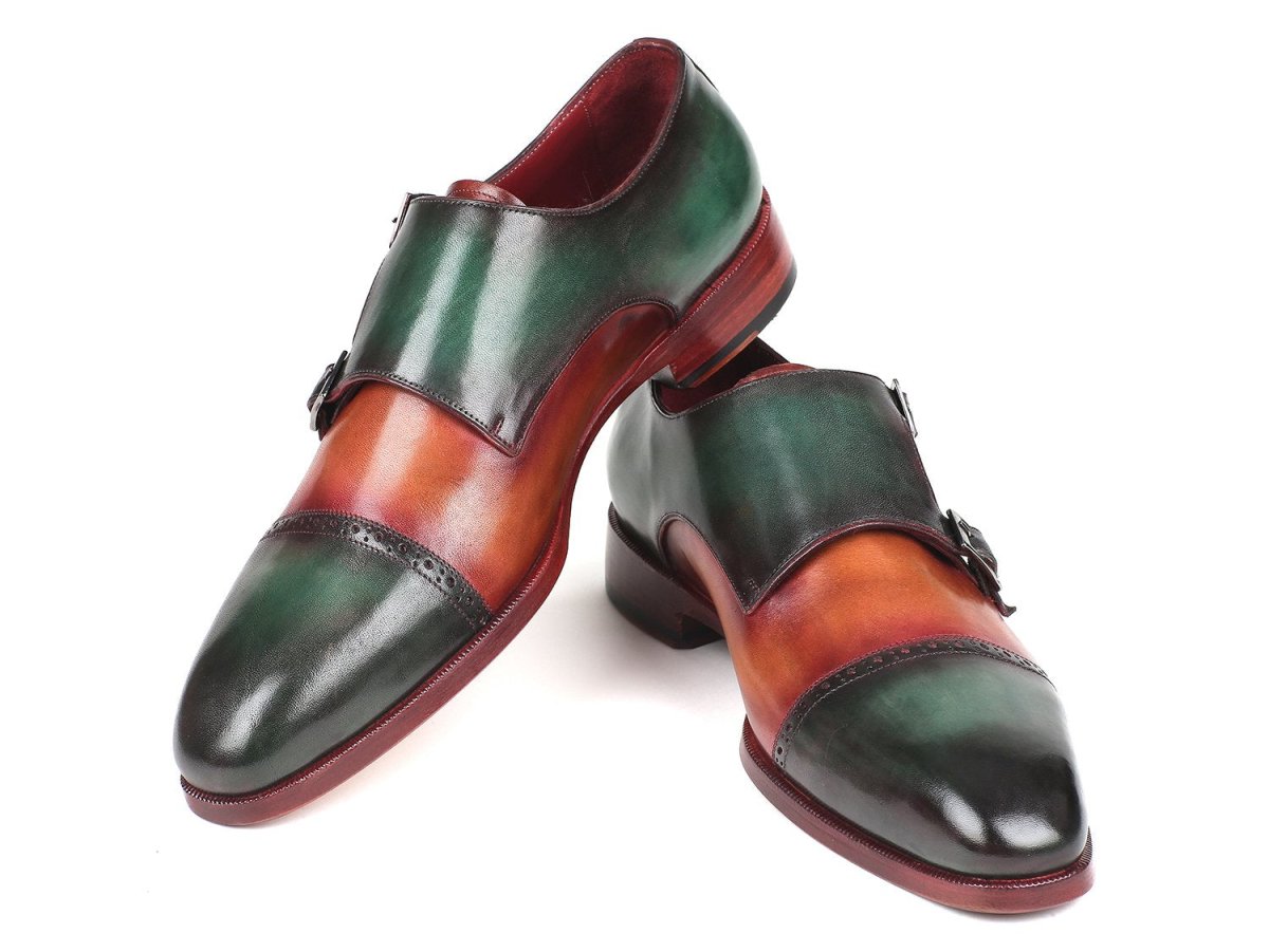 Paul Parkman Captoe Double Monkstraps Green And Camel (Id045gc61) by Paul Parkman – Don't Panic Shoes