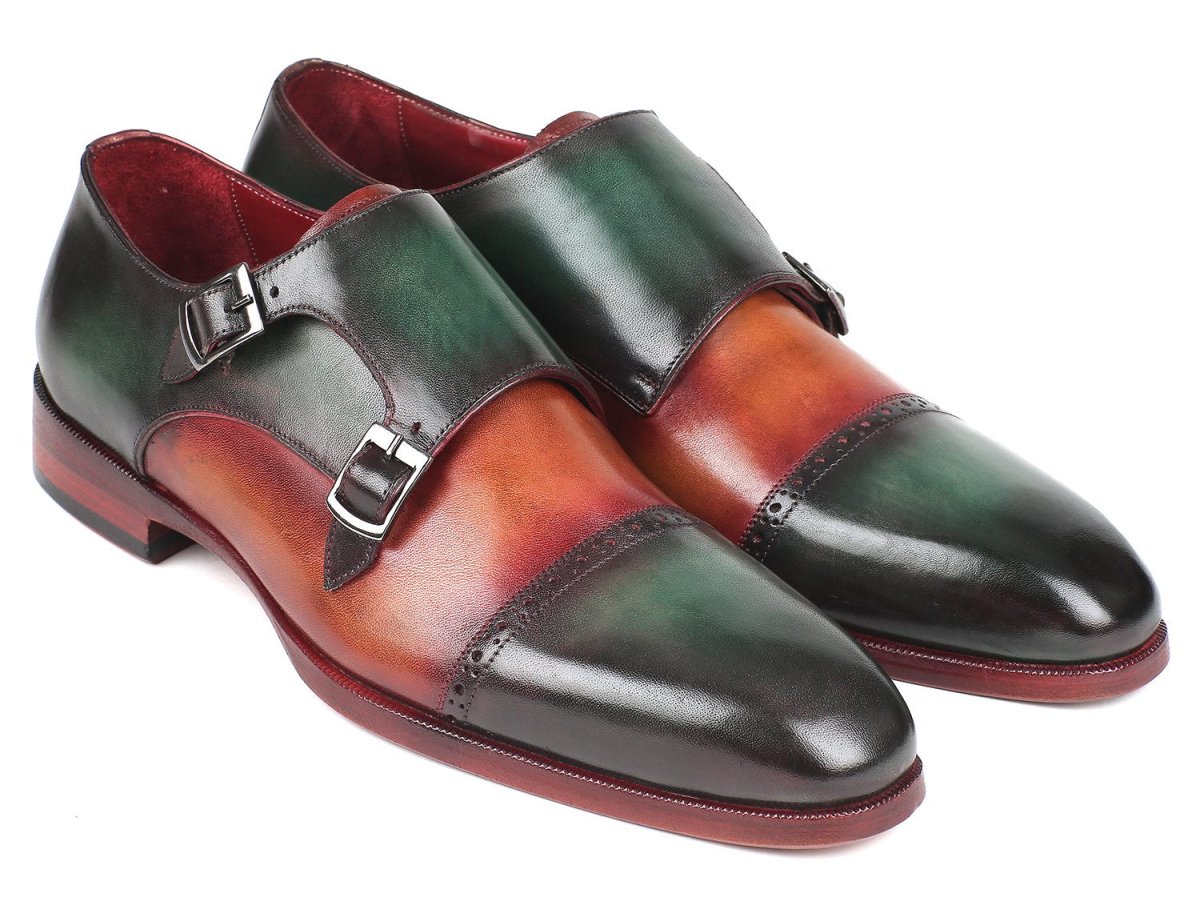 Paul Parkman Captoe Double Monkstraps In Green / Camel Shoes by Paul Parkman – Don't Panic Shoes