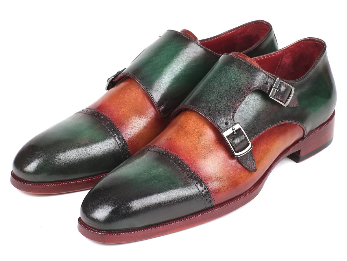 Paul Parkman Captoe Double Monkstraps In Green / Camel Shoes by Paul Parkman – Don't Panic Shoes