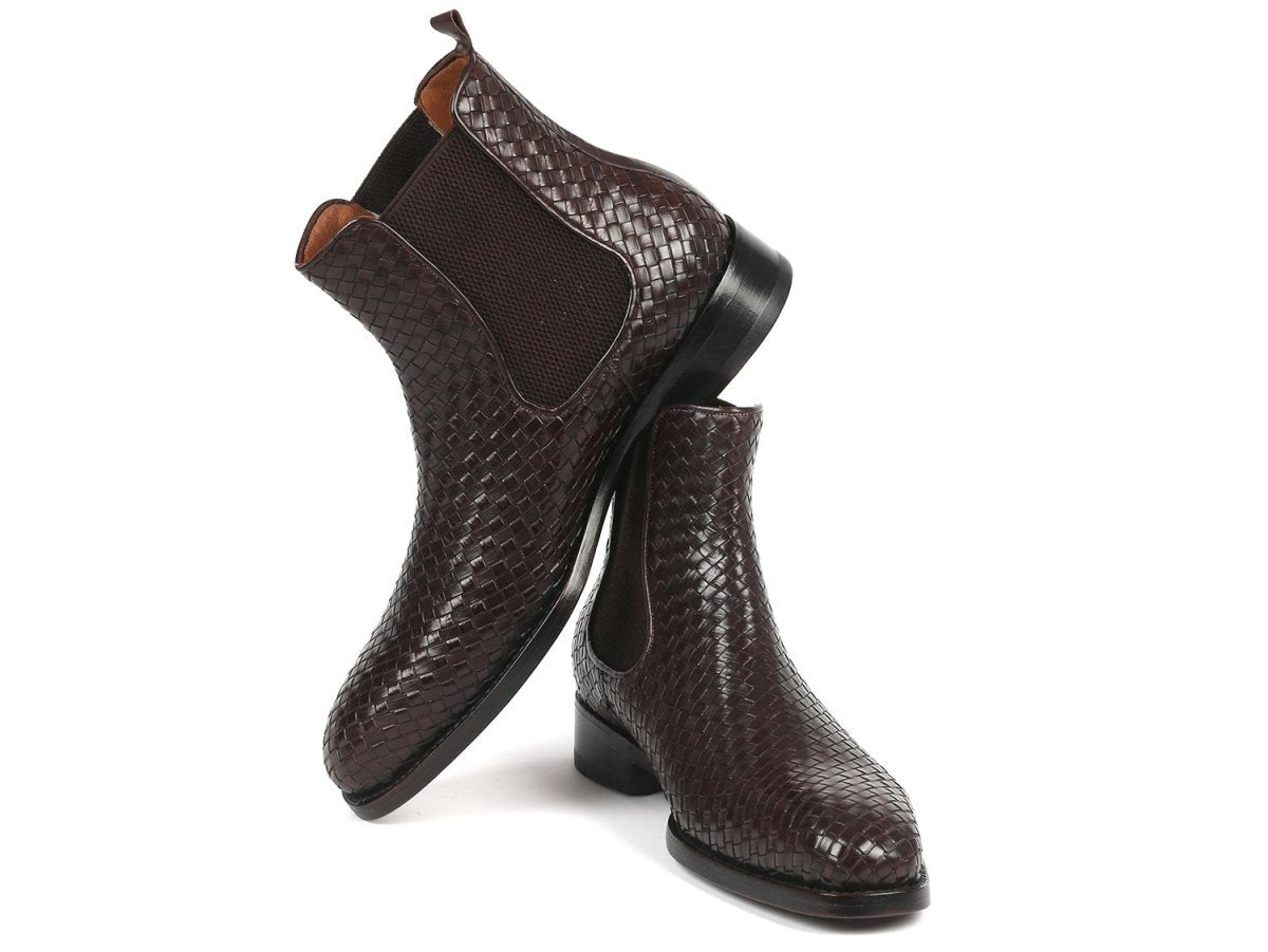 Paul Parkman Chocolate Brown Woven Leather Chelsea Boots (Id92wn87 - Brw) by Paul Parkman – Don't Panic Shoes