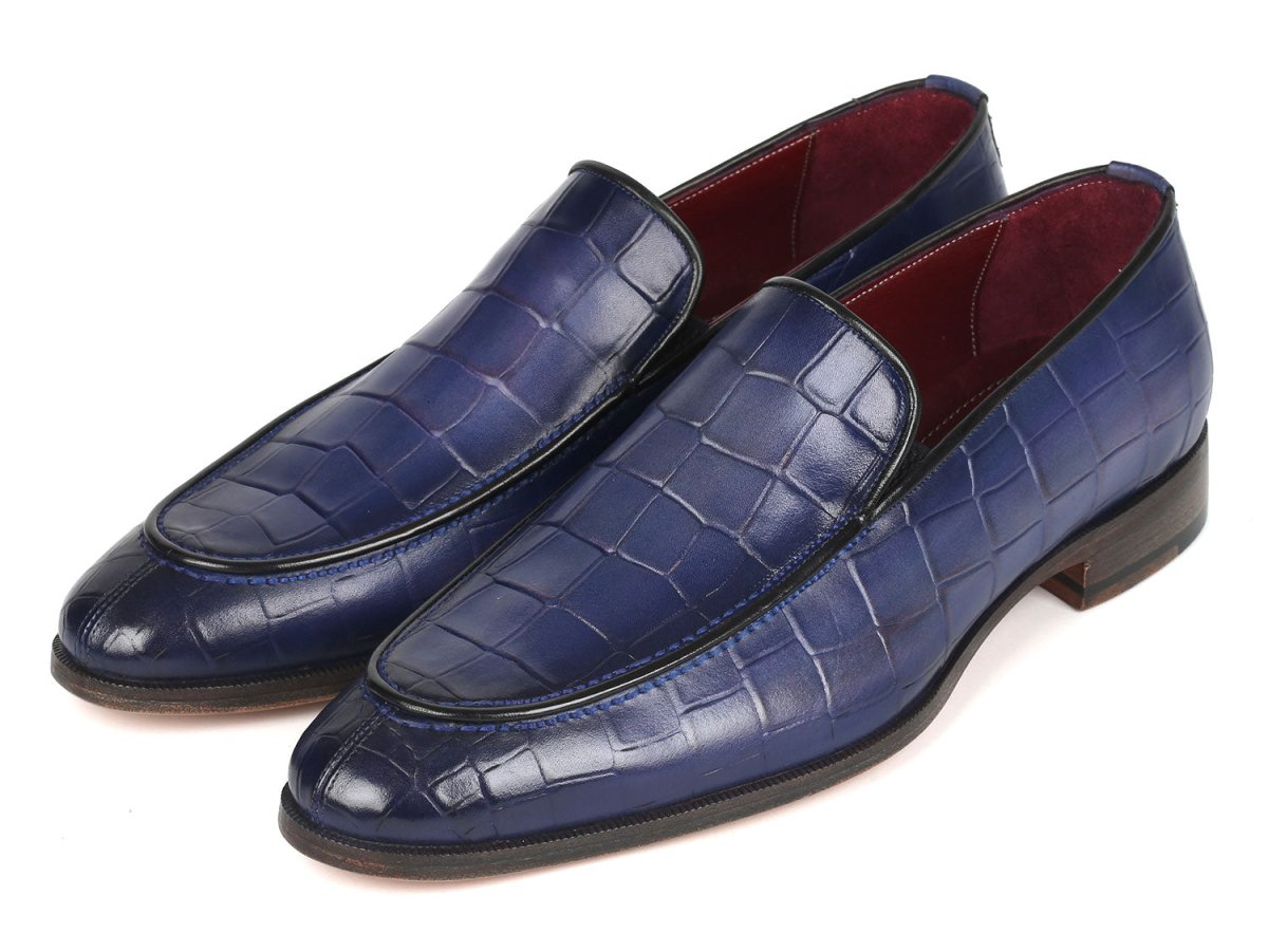 Paul Parkman Croco Textured Leather Loafer Blue Shoes by Paul Parkman – Don't Panic Shoes