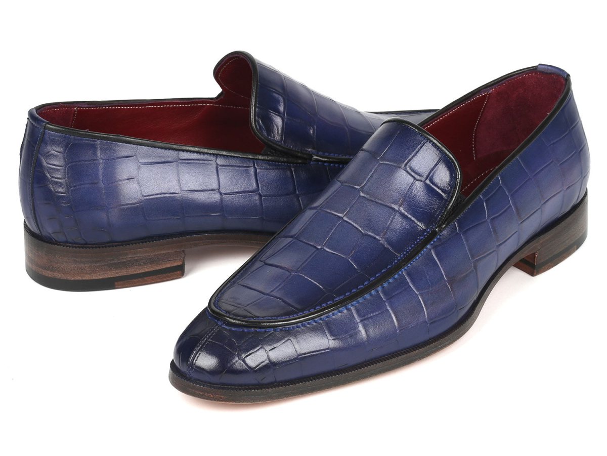 Paul Parkman Croco Textured Leather Loafer Blue Shoes by Paul Parkman – Don't Panic Shoes