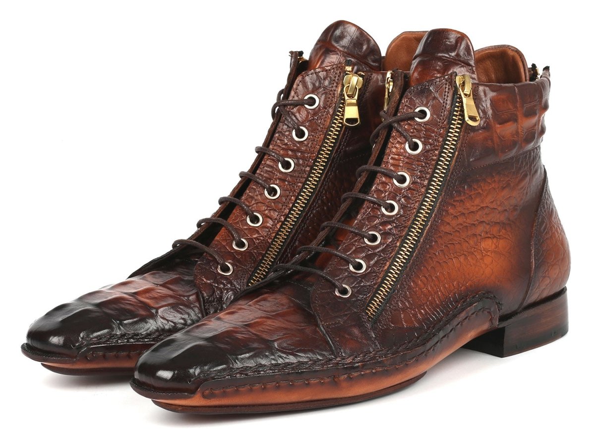 Paul Parkman Crocodile Textured Calfskin Handmade Zipper Boots (Id88apk87) by Paul Parkman – Don't Panic Shoes