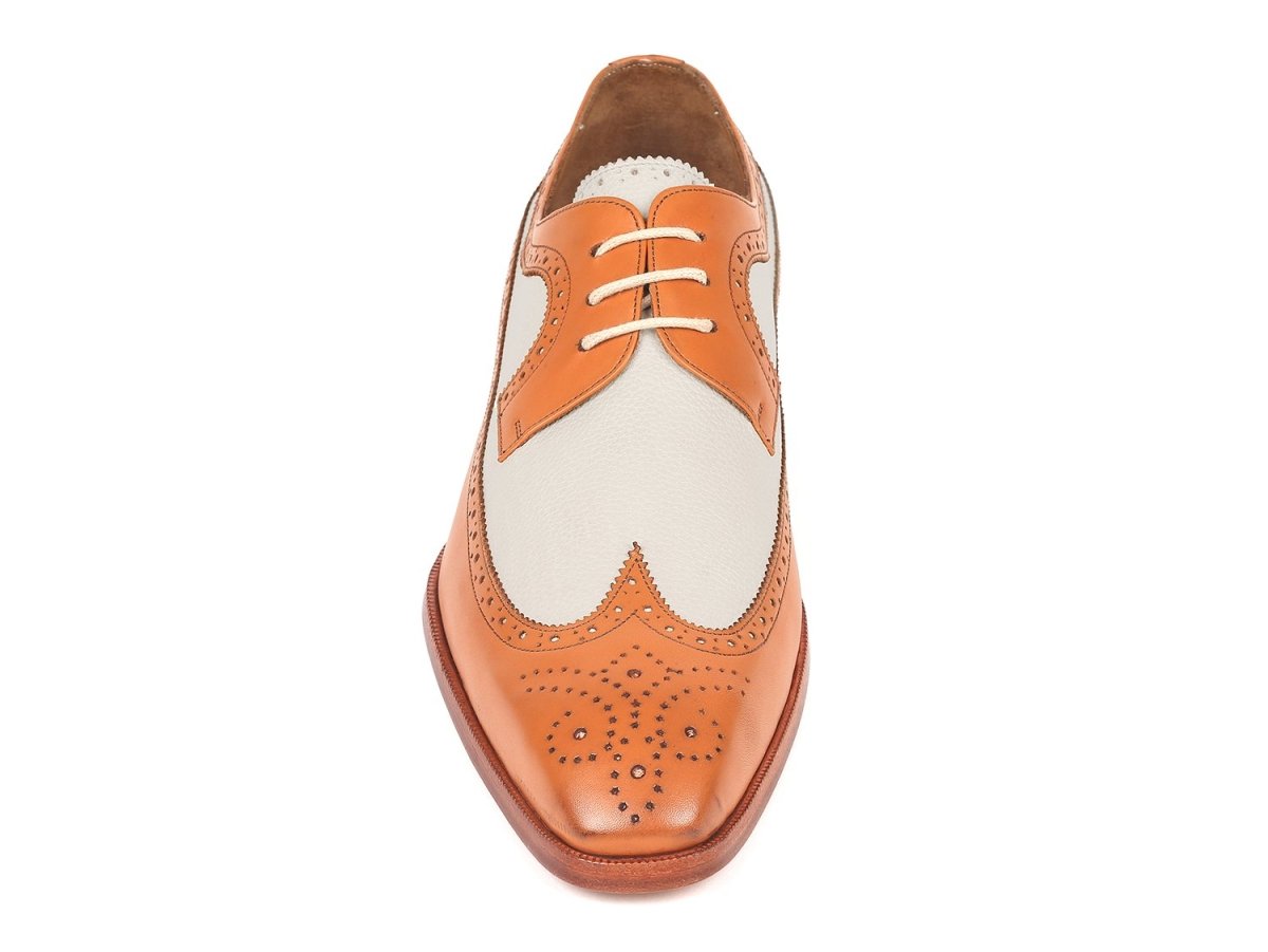 Paul Parkman Dual Tone Wingtip Derby Shoes Cognac And Cream (Id924cc55) by Paul Parkman – Don't Panic Shoes