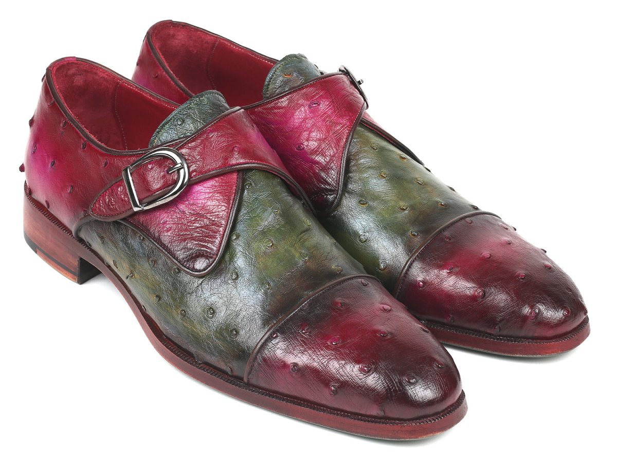 Paul Parkman Genuine Ostrich Monkstraps Green And Purple (Id91z68) Shoes by Paul Parkman – Don't Panic Shoes