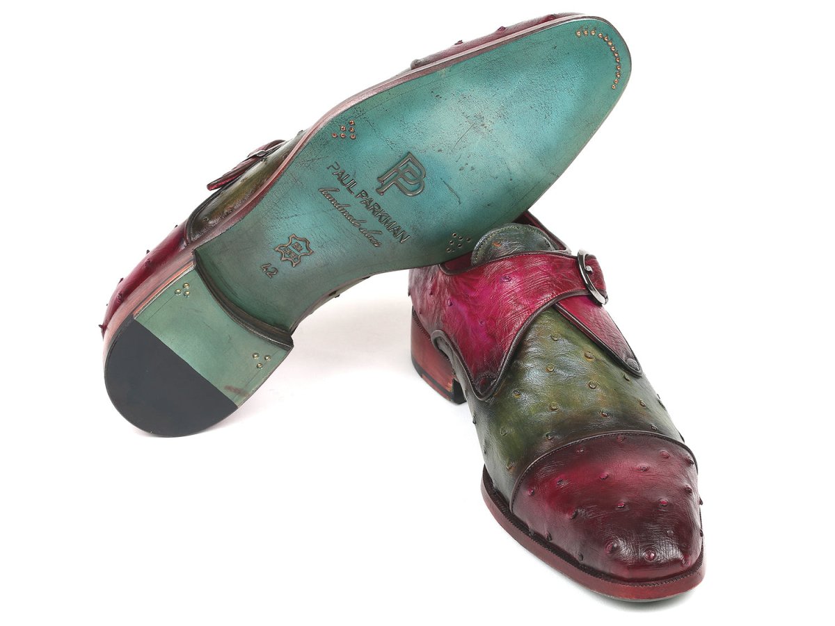 Paul Parkman Genuine Ostrich Monkstraps Green And Purple (Id91z68) Shoes by Paul Parkman – Don't Panic Shoes