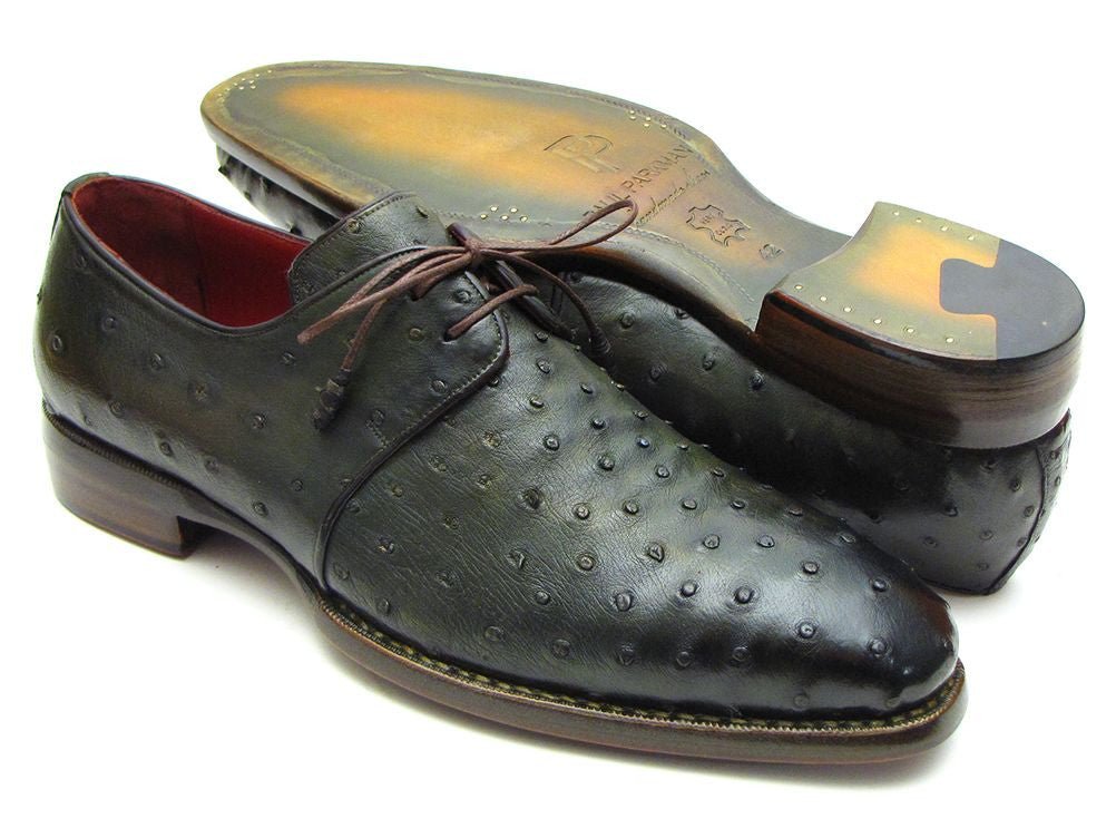 Paul Parkman Goodyear Welted Green Genuine Ostrich Derby Shoes (Id31vl74) Shoes by Paul Parkman – Don't Panic Shoes