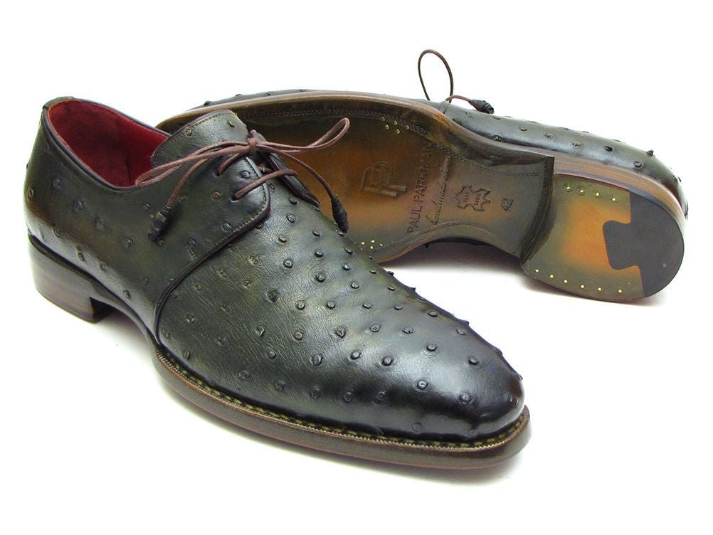 Paul Parkman Goodyear Welted Green Genuine Ostrich Derby Shoes (Id31vl74) Shoes by Paul Parkman – Don't Panic Shoes