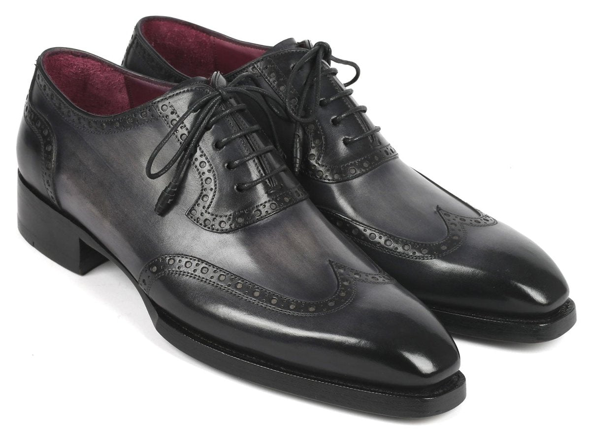 Paul Parkman Goodyear Welted Men's Wingtip Oxfords Black And Gray (Id6819 - Gry) by Paul Parkman – Don't Panic Shoes
