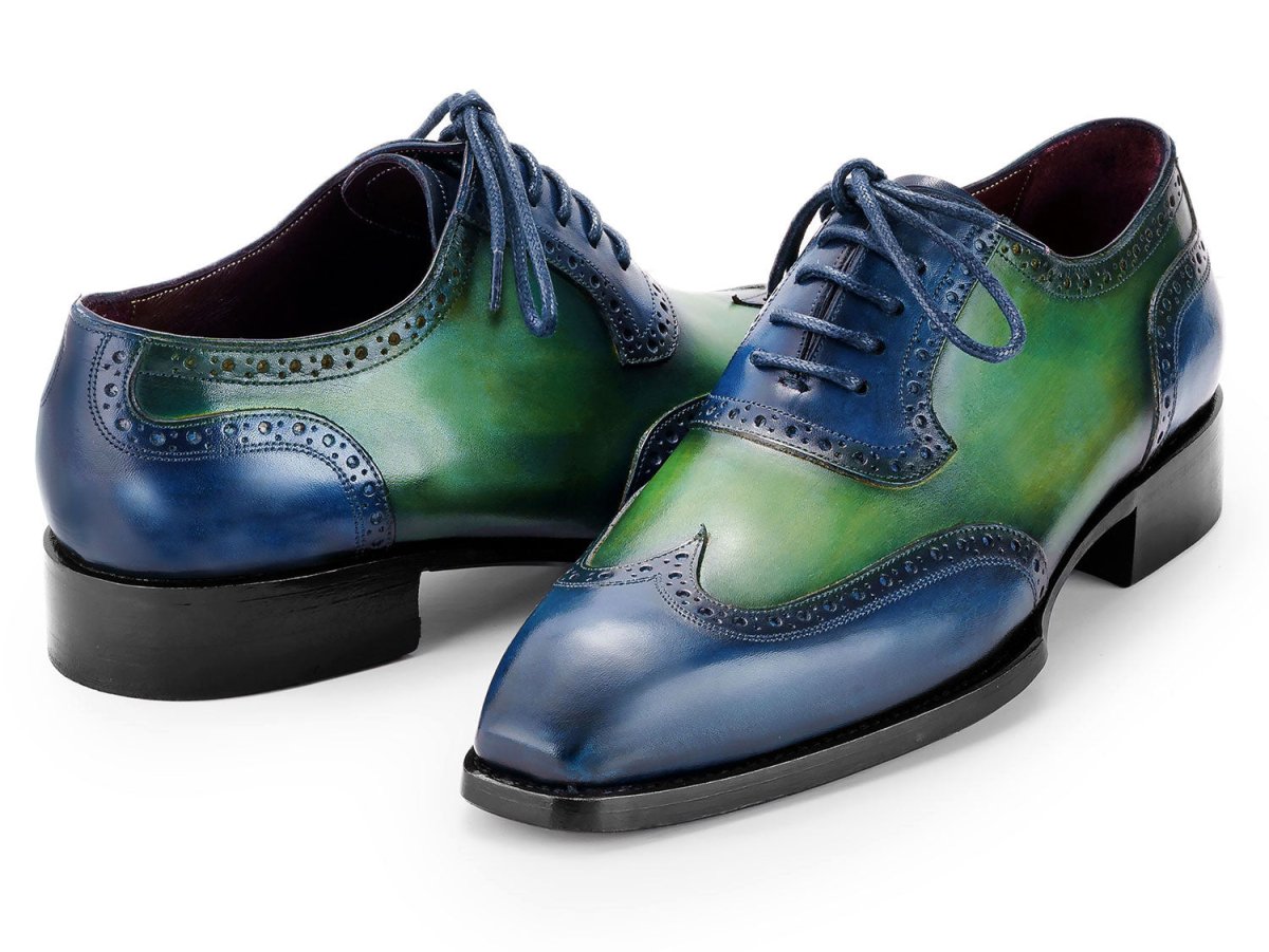 Paul Parkman Goodyear Welted Men's Wingtip Oxfords Blue And Green (Id6819 - Brn) by Paul Parkman – Don't Panic Shoes