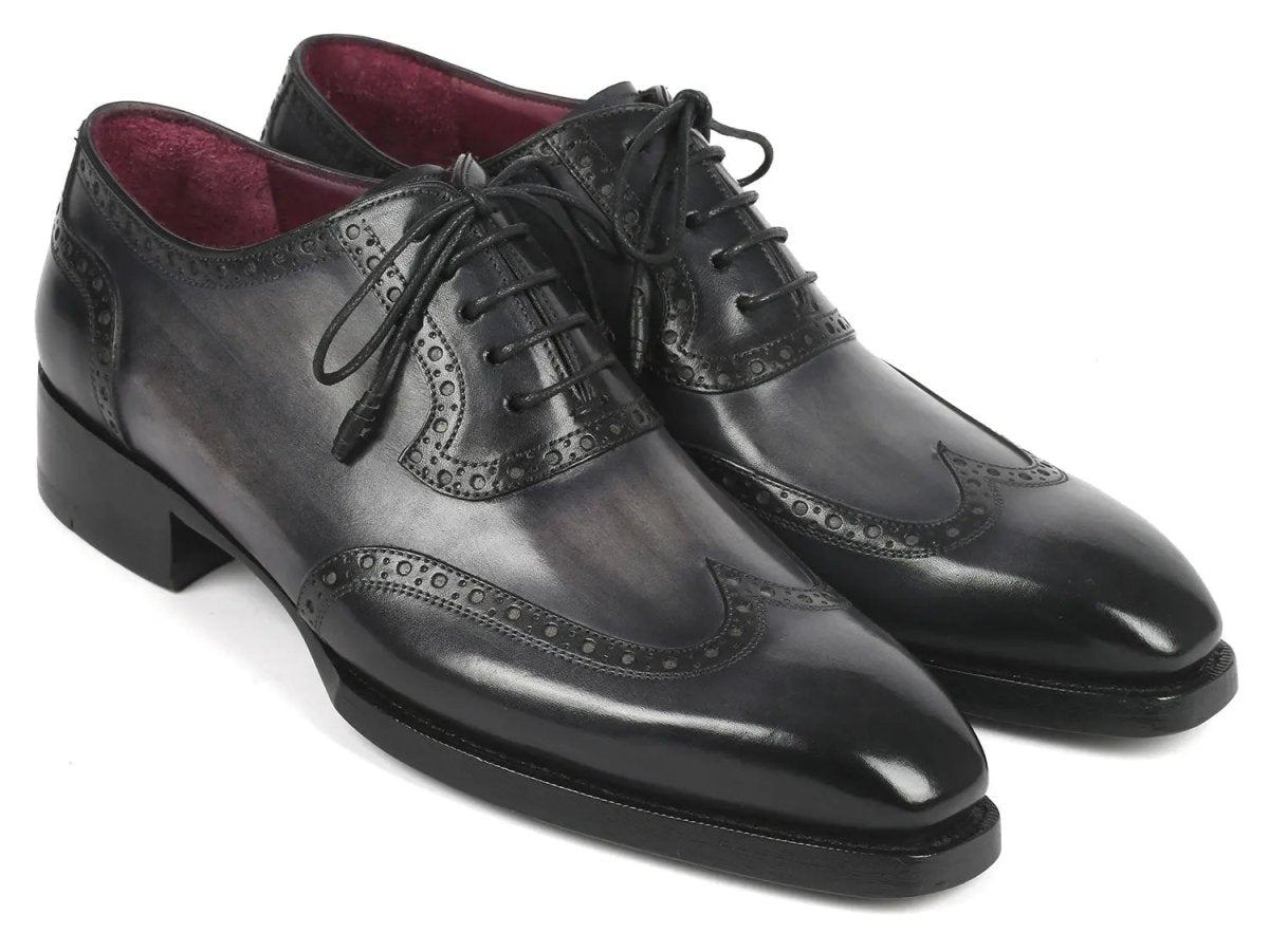 Paul Parkman Goodyear Welted Men's WIngtip Oxfords in Black And Gray Shoes by Paul Parkman – Don't Panic Shoes