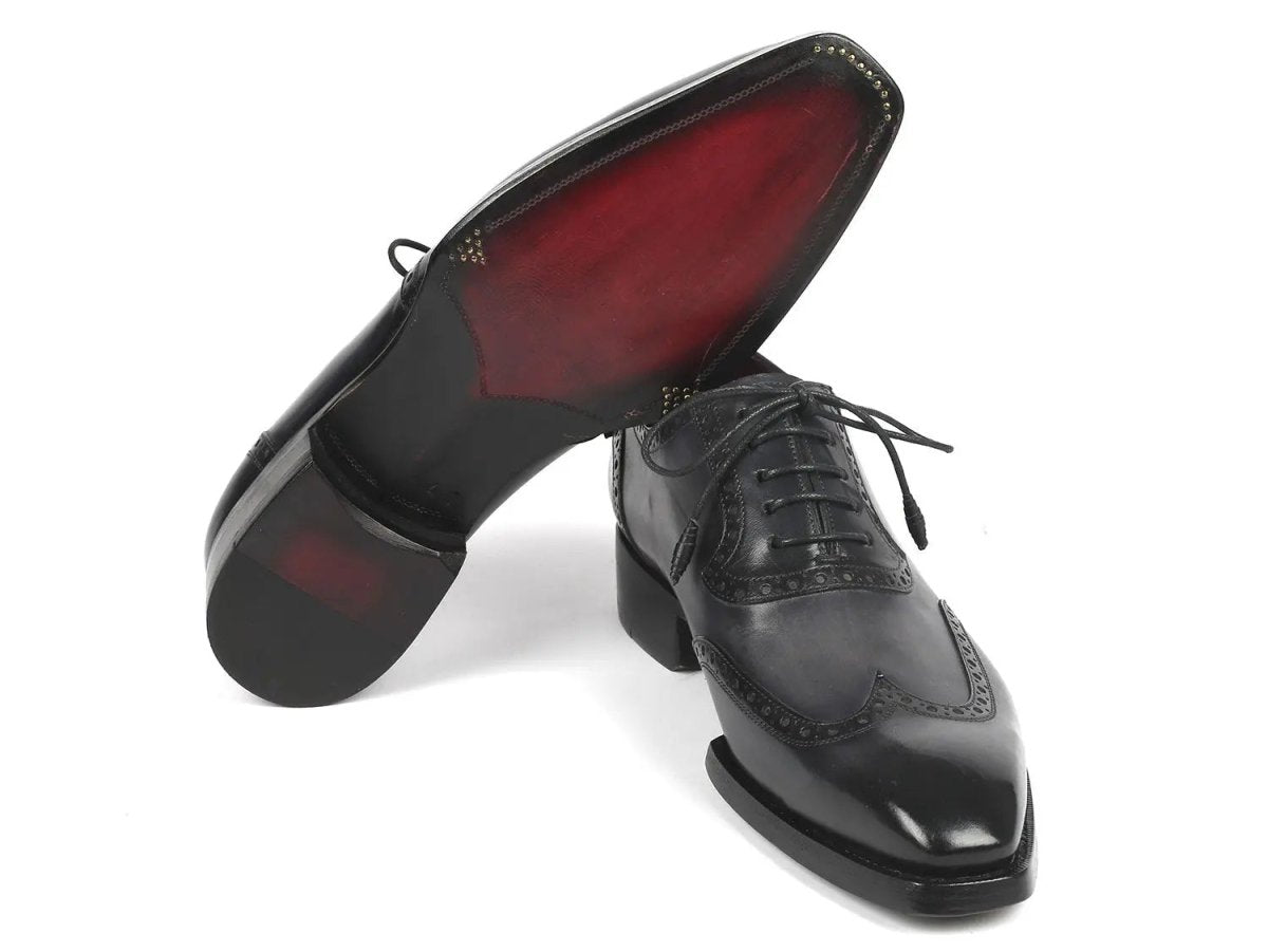 Paul Parkman Goodyear Welted Men's WIngtip Oxfords in Black And Gray Shoes by Paul Parkman – Don't Panic Shoes