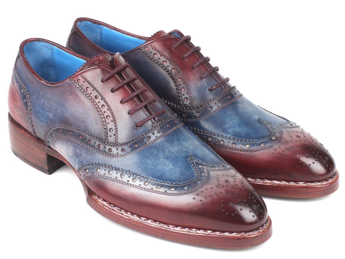 Paul Parkman Goodyear Welted Two Tone Wingtip Oxfords Blue And Bordeaux (Id27ld77) by Paul Parkman – Don't Panic Shoes